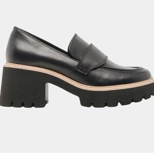 Dolce Vita Halona Onyx Leather Lug Sole Loafers